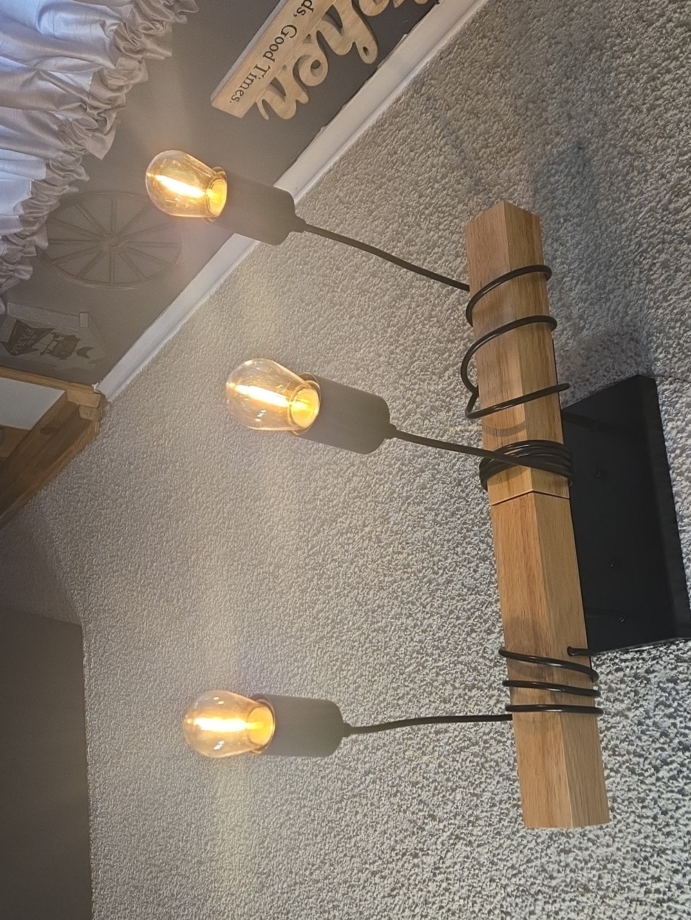 Modern Industrial 3-Light Wood & Black Pendant Fixture - Picture 6 of 6